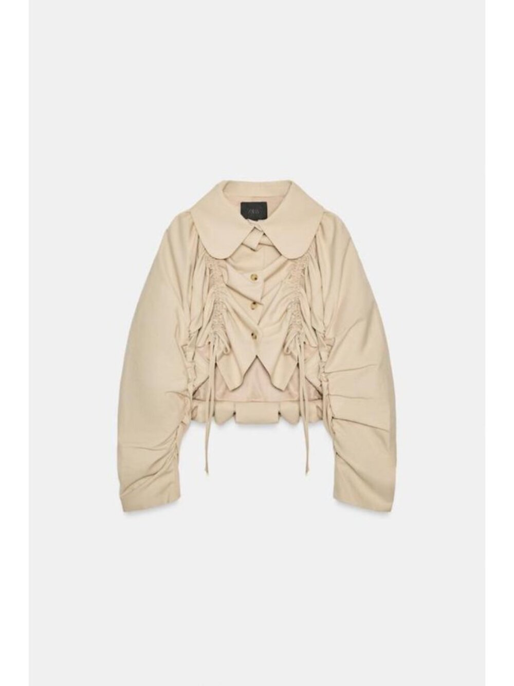 ZARA RUFFLED CROPPED TRENCH COAT